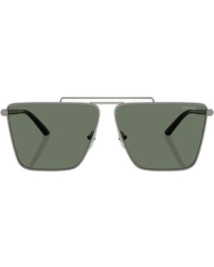 Versace Tubular Greca Rectangle-Frame Sunglasses - Green