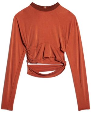 Jacquemus Knotted Cut-Out Cropped Top - Red