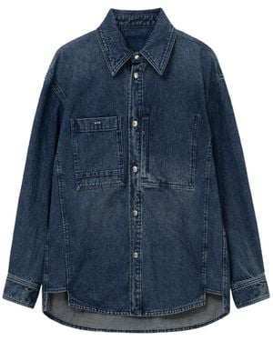 WOOYOUNGMI Denim Shirt With Back Logo - Blue