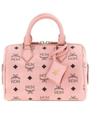 MCM Ella Monogram Boston Tote Bag - Pink