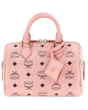 MCM Ella Monogram Boston Tote Bag - Pink