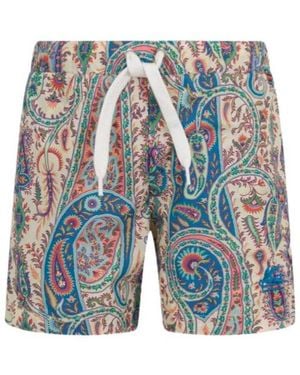 Etro Beach Shorts With Paisley Print - Blue