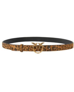 Pinko Leopard Love Birds Buckled Belt - White