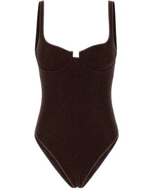 Oséree Oséree Lurex Thread One-Piece Swimsuit - Brown