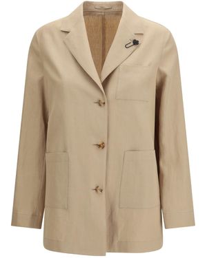 Lardini Single-Breasted Patch Pocket Blazer - Natural