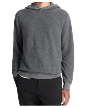 Vince Geometric Jacquard Knit Hoodie - Gray
