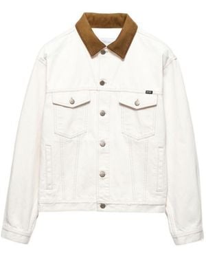 Prada Old Denim Jacket With Leather Details - White