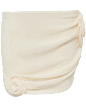 Magda Butrym Floral Appliqué Crepe Mini Skirt - Natural