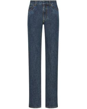 Dior Embroidered Fitted Jeans - Blue
