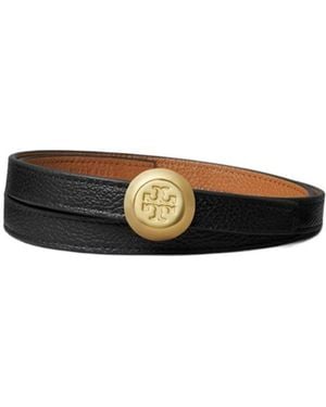 Tory Burch Medallion Double T-Motif Leather Belt - White