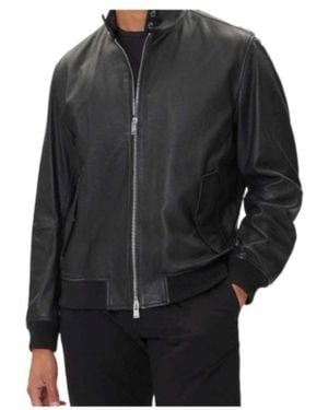 BOSS Boss Zip-Up Leather Jacket - Black
