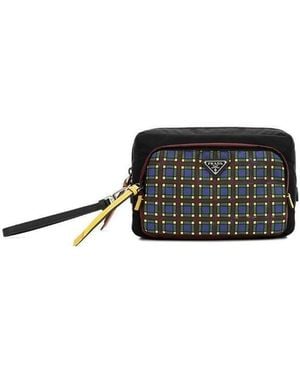 Prada Logo Zipper Clutch - Black