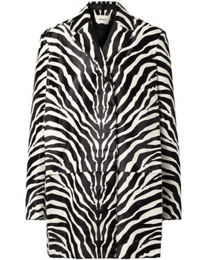 KHAITE Lorel Zebra-Print Calf Hair Coat - Black