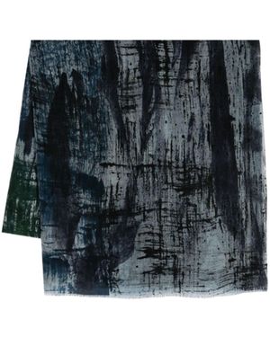 Avant Toi Graphic-Print Scarf - Black