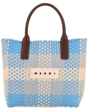 Marni Check Small Tote Bag - Blue