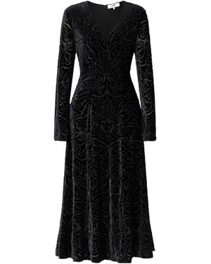 Sea Devoré-Velvet Midi Dress - Black