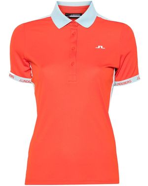 J.Lindeberg Demi Rubberised-Logo Polo Shirt - Red