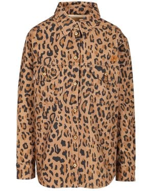 Blazé Milano Blazé Milano Animal-Print Button-Up Top - Brown