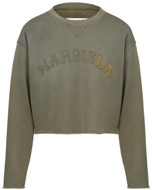 Maison Margiela Logo Patch Cropped Sweatshirt - Green