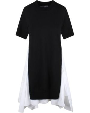 Sacai Poplin Stripe-Detail Dress - Black