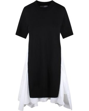 Sacai Poplin X Knit Midi Dress - Black