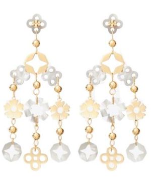 Tory Burch Floral-Motif Drop Earrings - White