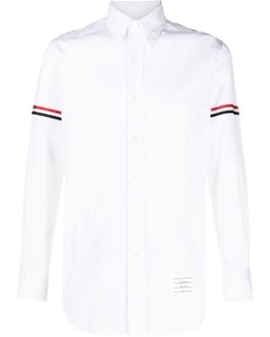 Thom Browne Rwb Striped Long-Sleeved Shirt - White