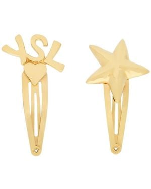 Saint Laurent Cassandre Hair Clips - Metallic