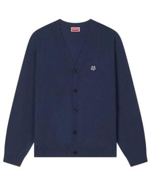 KENZO V-Neck Buttoned Cardigan - Blue