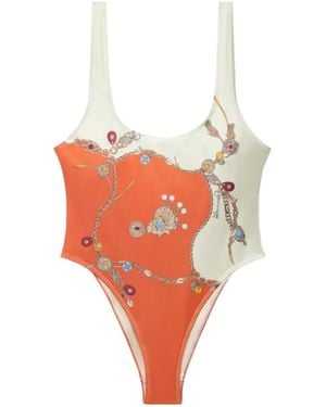 Versace Printed One-Piece Swimsuit - White