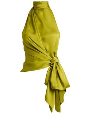 Balmain Open-Back Silk Charmeuse Top - Yellow
