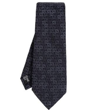 Giorgio Armani Monogram Pattern Tie - Blue