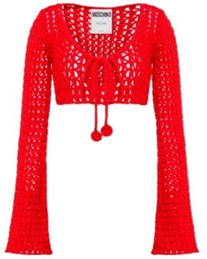 Moschino Long Sleeve T-Shirt With Trumpet Sleeves - Red