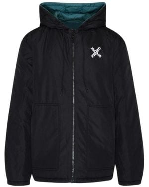 KENZO Logo-Print Padded Jacket - Blue