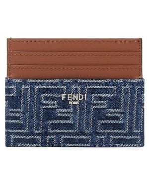 Fendi Ff Jacquard Card Holder - Blue
