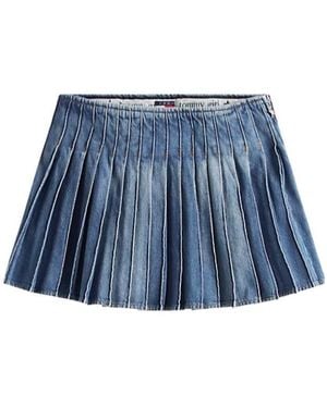 Tommy Hilfiger Tommy Girl Denim Pleated Mini Skirt - Blue