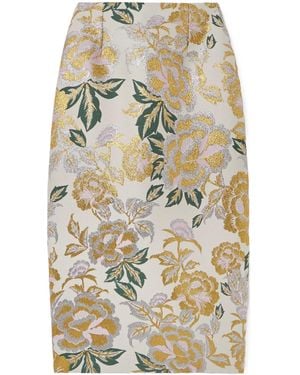 Carolina Herrera Floral Pattern Midi Skirt - Metallic