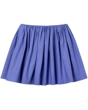 Brandon Maxwell Solidcolor Cotton Mini Skirt - Blue