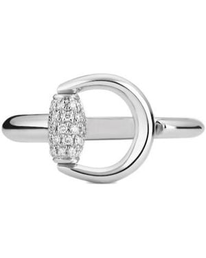 Gucci Horsebit Diamond 18K Ring - White