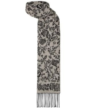 Fendi Dove And Cashmere And Wool Scarf - White