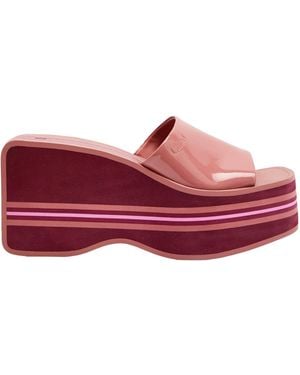 Chloé Patent Leather Wedge Mules - Red