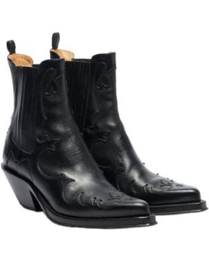 Gabriela Hearst Cassidy Cow-Print Leather Cowboy Boots - Black