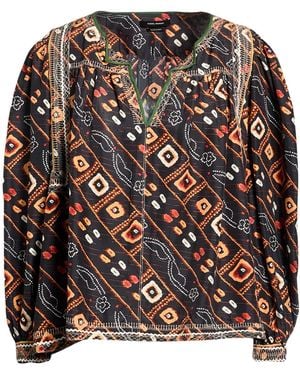 Isabel Marant Long-Sleeve Printed Top - Black