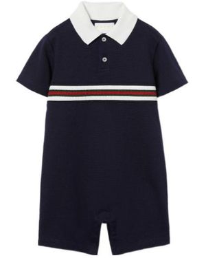 Gucci グッチ キッズ ウェブディテール ワンピース ロンパース - Blue