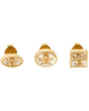 Celine Triomphe Glint Studs - Metallic