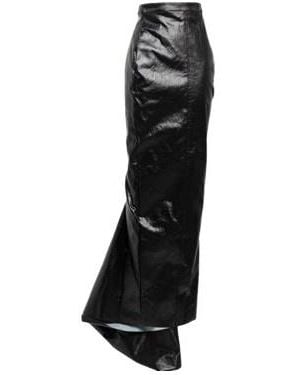 Rick Owens Colorful Denim Ruffled Midi Skirt - Black