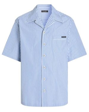 Dolce & Gabbana Hawaii Striped Poplin Shirt - Blue