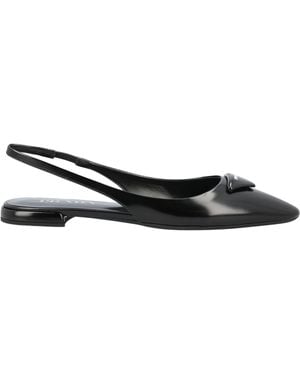 Prada Slingback Flat Sandals - Black