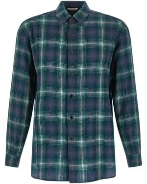 AURALEE 'Airy Wool Check' Shirt - Blue