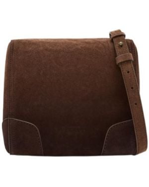 Emporio Armani Suede-Finish Leather Shoulder Bag - Brown